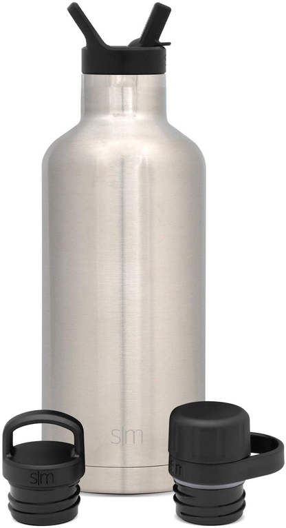 Simple Modern Insulated Water Bottle with Handle Lid Reusable Ascent Narrow Mouth Stainless Steel Thermos Flask, 20oz Handle Lid, Ombre: Sweet Taffy