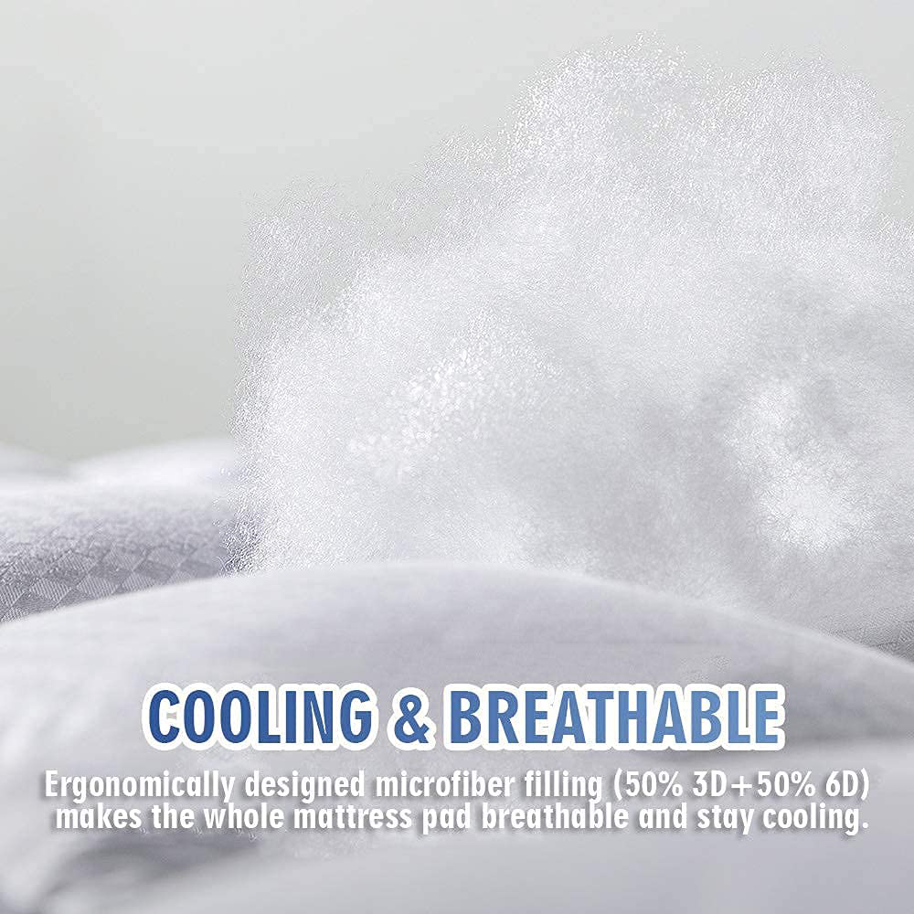 MATBEBY Bedding Quilted Fitted King Mattress Pad Cooling Breathable Fluffy Soft Mattress Pad Stretches up to 21 Inch Deep, King Size, White, Mattress Topper Mattress Protector