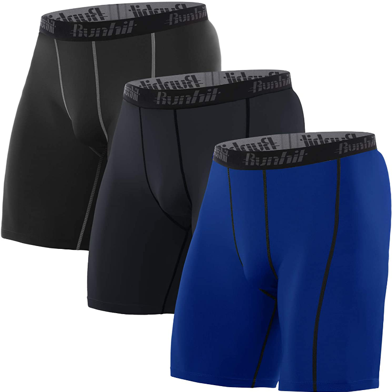 3 Pack Men's Spandex Compression Athletic Shorts With Side Pocket