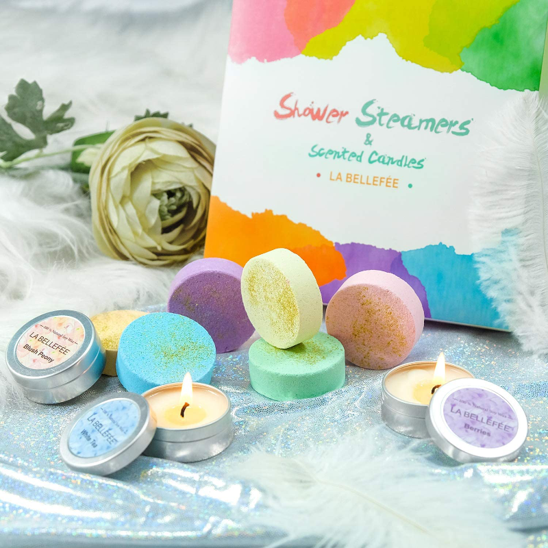 9 Piece Essential Oil Shower Steamers And Scented Candles Gift Set