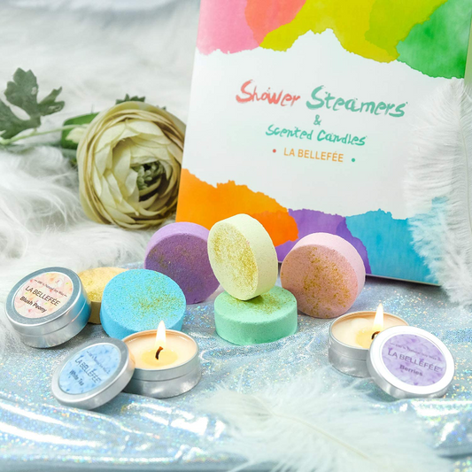 9 Piece Essential Oil Shower Steamers And Scented Candles Gift Set