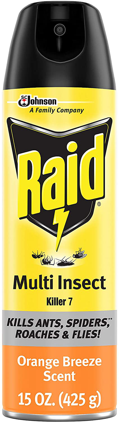 Raid Multi Insect Killer, Kills Ants, Spiders, Roaches and Flies, For Indoor and Outdoor use, Orange Breeze, 15 Oz
