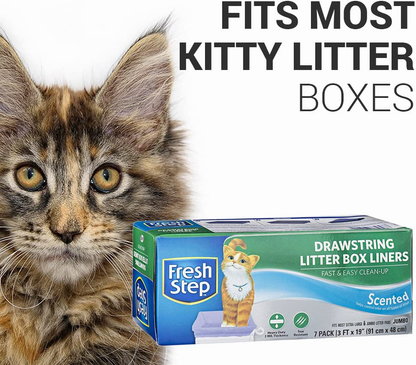 7 Count Fresh Step Drawstring Scented or Unscented Cat Litter Box Liners