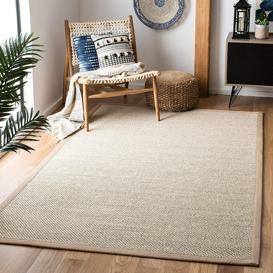 Safavieh Natural Fiber Collection NF143B Border Sisal Area Rug, 3' x 5', Marble / Linen
