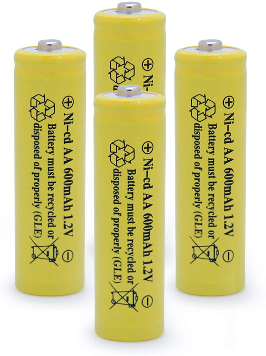 QBLPOWER Solar Light Rechargable Batteries Cell for Garden/Lawn/Sidewalk Lamp 1.2V AA Ni-CD 600mAh 2A(4 Pack AA Yellow)