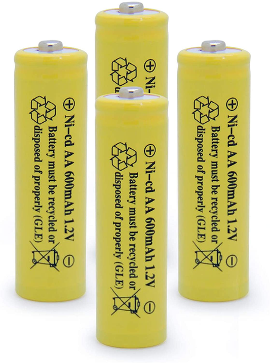 QBLPOWER Solar Light Rechargable Batteries Cell for Garden/Lawn/Sidewalk Lamp 1.2V AA Ni-CD 600mAh 2A(4 Pack AA Yellow)