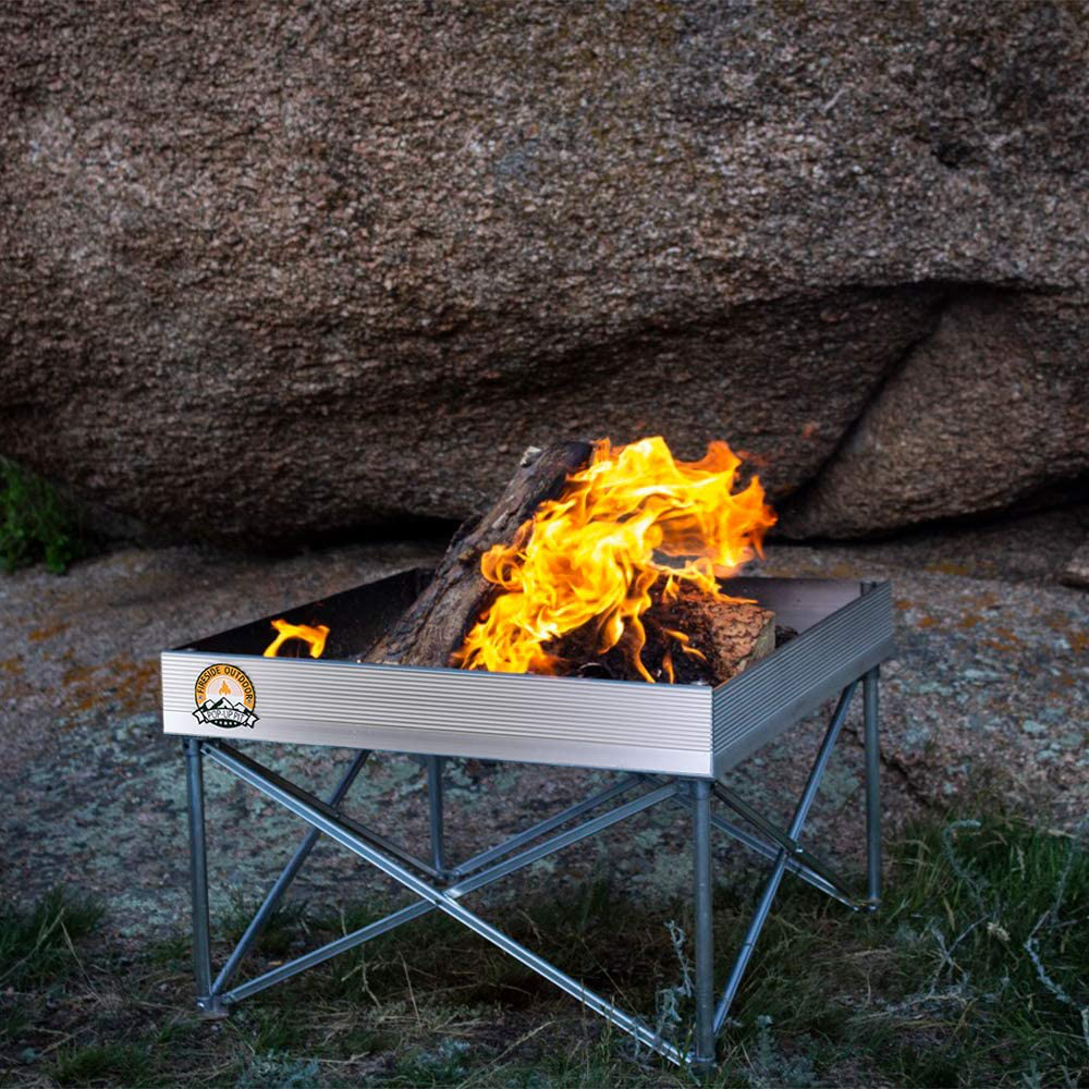 Pop-Up Fire Pit | Portable and Lightweight | Fullsize 24 Inch | Weighs 7 lbs. | Never Rust Fire Pit | Heat Shield NOT Included