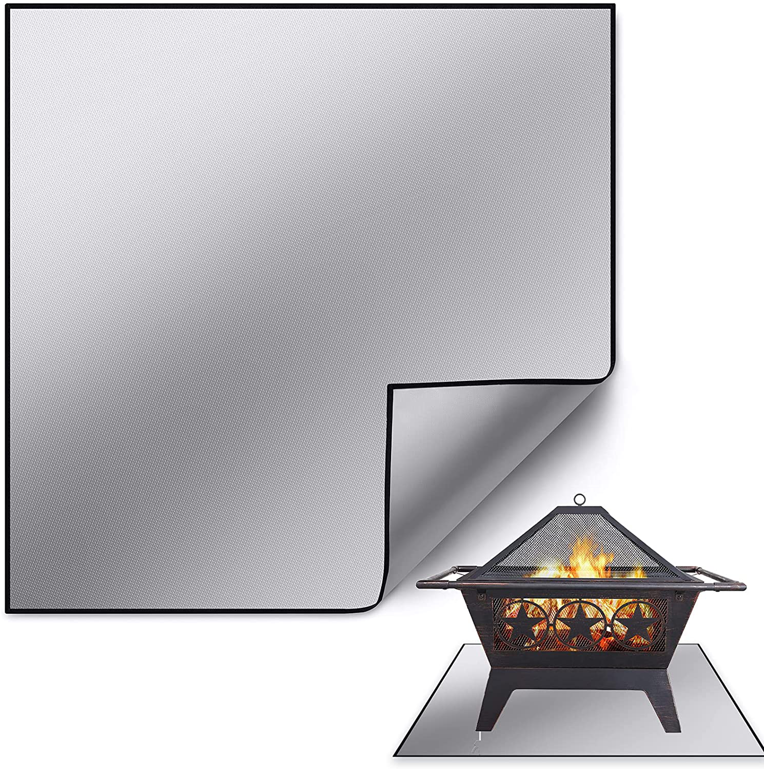 MAJITA Square Fire Pit Mat for 18-40 Inch Round, Rectangular Fire Pit, Ember Mat for fire pits Outdoor Wood Burning, Grill Mat for Grass Lawn Deck Patio Protection, Outdoor Propane Gas Fireproof Mat