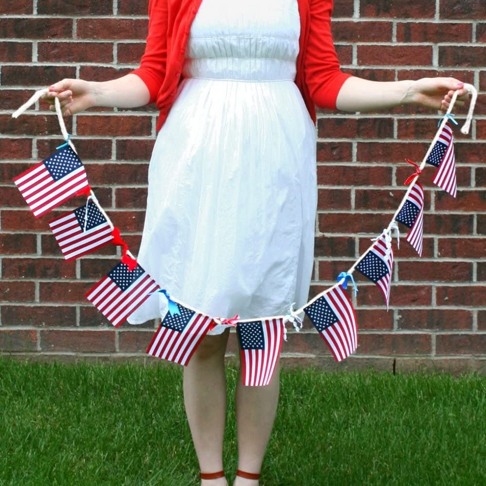 USA American String Pennant Banners, Patriotic Events 4th of July Independence Day Decoration Sports Bars - 33 Feet 38 Flags
