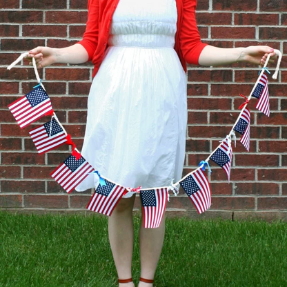 USA American String Pennant Banners, Patriotic Events 4th of July Independence Day Decoration Sports Bars - 33 Feet 38 Flags