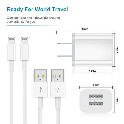 2 Pack Fast Chargers, 24W PD USB C Wall Charger Adapter with 2 Pack 6FT Type C to Lightning Cable Compatible with Iphone 14/13 Pro/13/12/12 & More