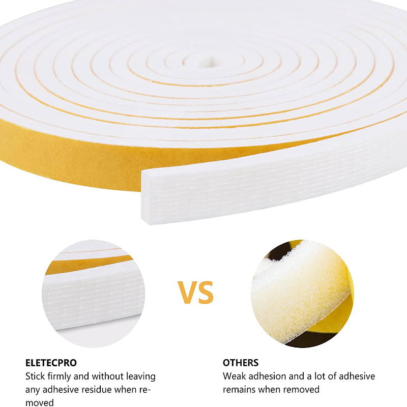 Weather Stripping Door Seal Strip with Self Adhesive Foam Tape Soundproof Door Draft Stopper for Doors Windows and Shower Glass Gaps