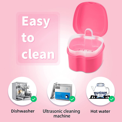 Annhua Denture Retainer Container Case Cleaning,Denture Bath Box False Teeth Storage Box - Leak Proof and Lid Waterproof