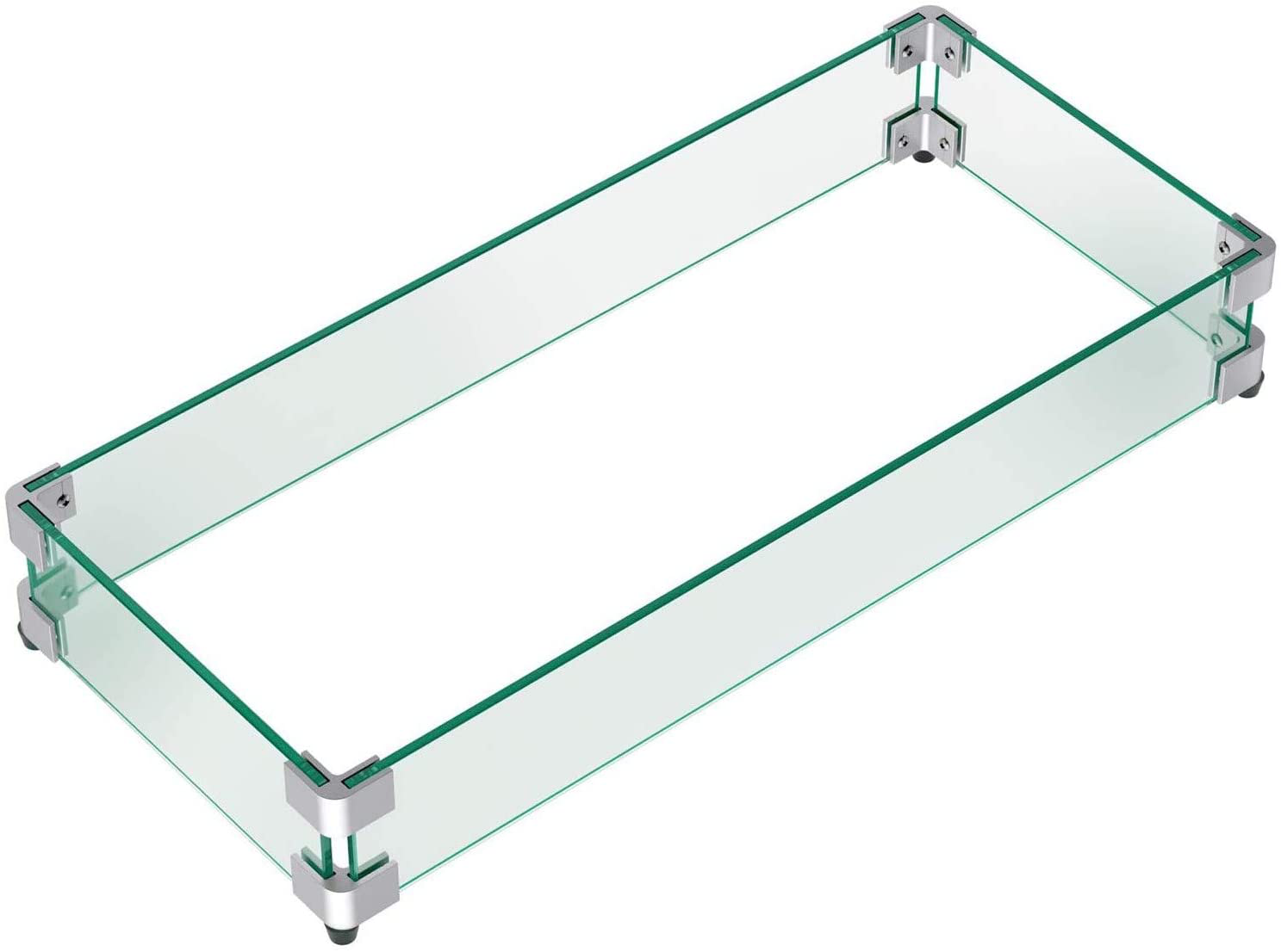 GASPRO 29 x 13 Inch Fire Pit Wind Guard for Outland Living Series 401/403 Fire Table, Bali Outdoors 42 Inch Gas Fire Pit and 26 x 10 inch Fire Pit Pan, Clear Tempered Glass 5/16 Inch Thick