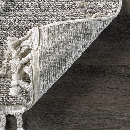 nuLOOM Lorden Textured Cable Trellis Tassel Area Rug, 3' x 5', Beige