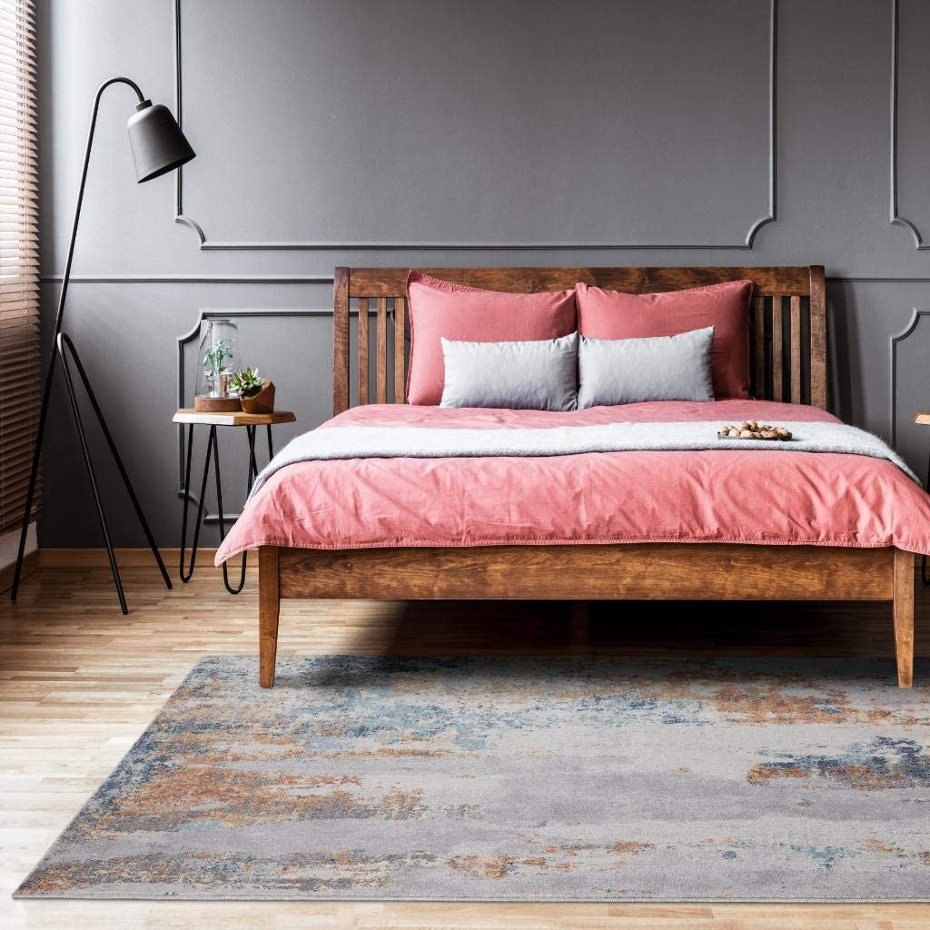 Luxe Weavers Rugs – Euston Modern Area Rugs with Abstract Patterns 7681 – Medium Pile Area Rug, Dark Blue, Light Blue / 4 x 5
