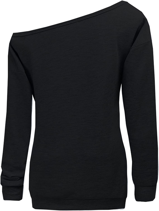 lymanchi Women Slouchy Shirts Halloween Pumpkin Long Sleeve Sweatshirts Pullover