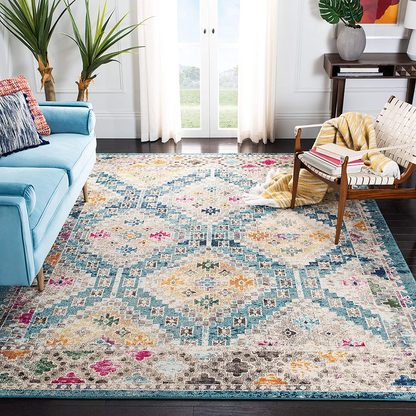 Safavieh Madison Collection MAD418Z Boho Diamond Distressed Non-Shedding Stain Resistant Living Room Bedroom Runner, 2'2" x 6' , Black / Yellow