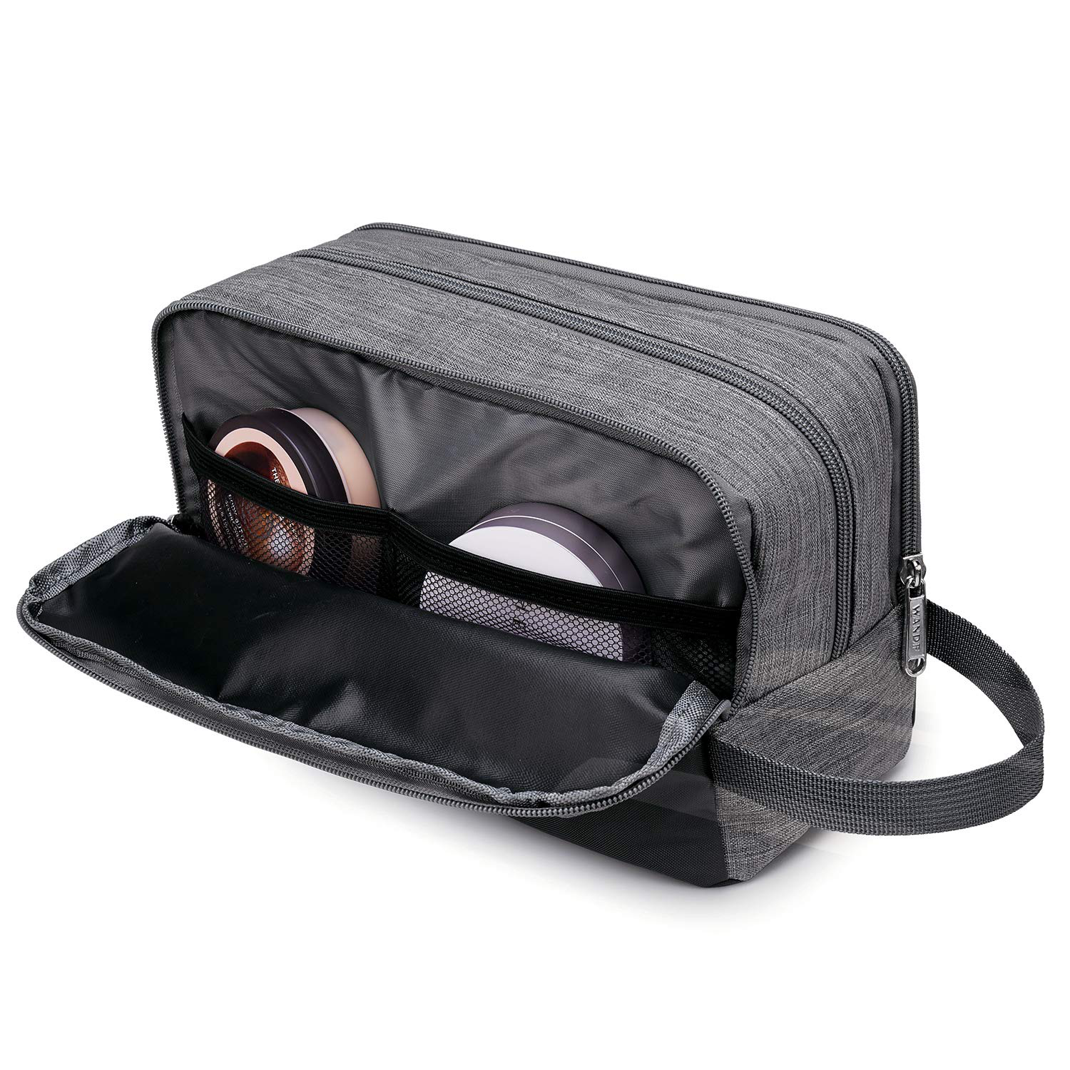 Toiletry Bag Small Nylon Dopp Kit Lightweight Shaving Bag for Men and Women (Denim Grey)