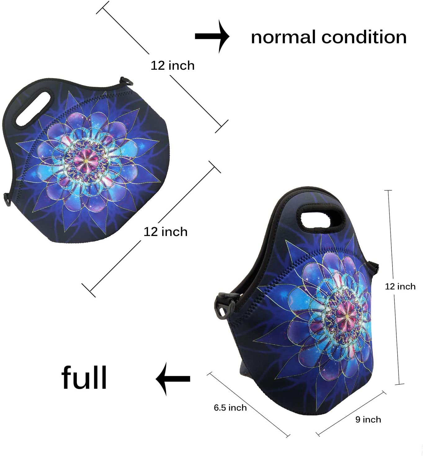 Neoprene Lunch Bags Boxes for Women Men Kids, Insulated Lunch Cooler Tote Bag Box for School Office Work Picnic Travel (Pink Flower)