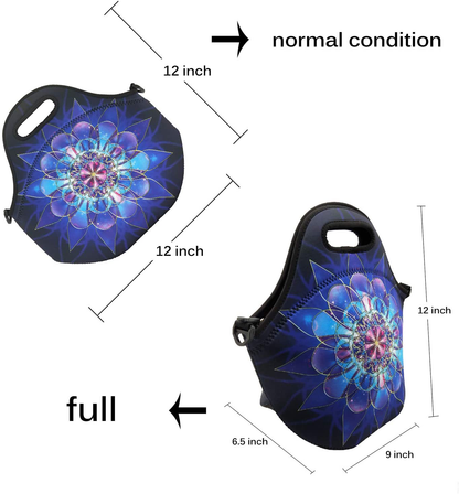 Neoprene Lunch Bags Boxes for Women Men Kids, Insulated Lunch Cooler Tote Bag Box for School Office Work Picnic Travel (Pink Flower)