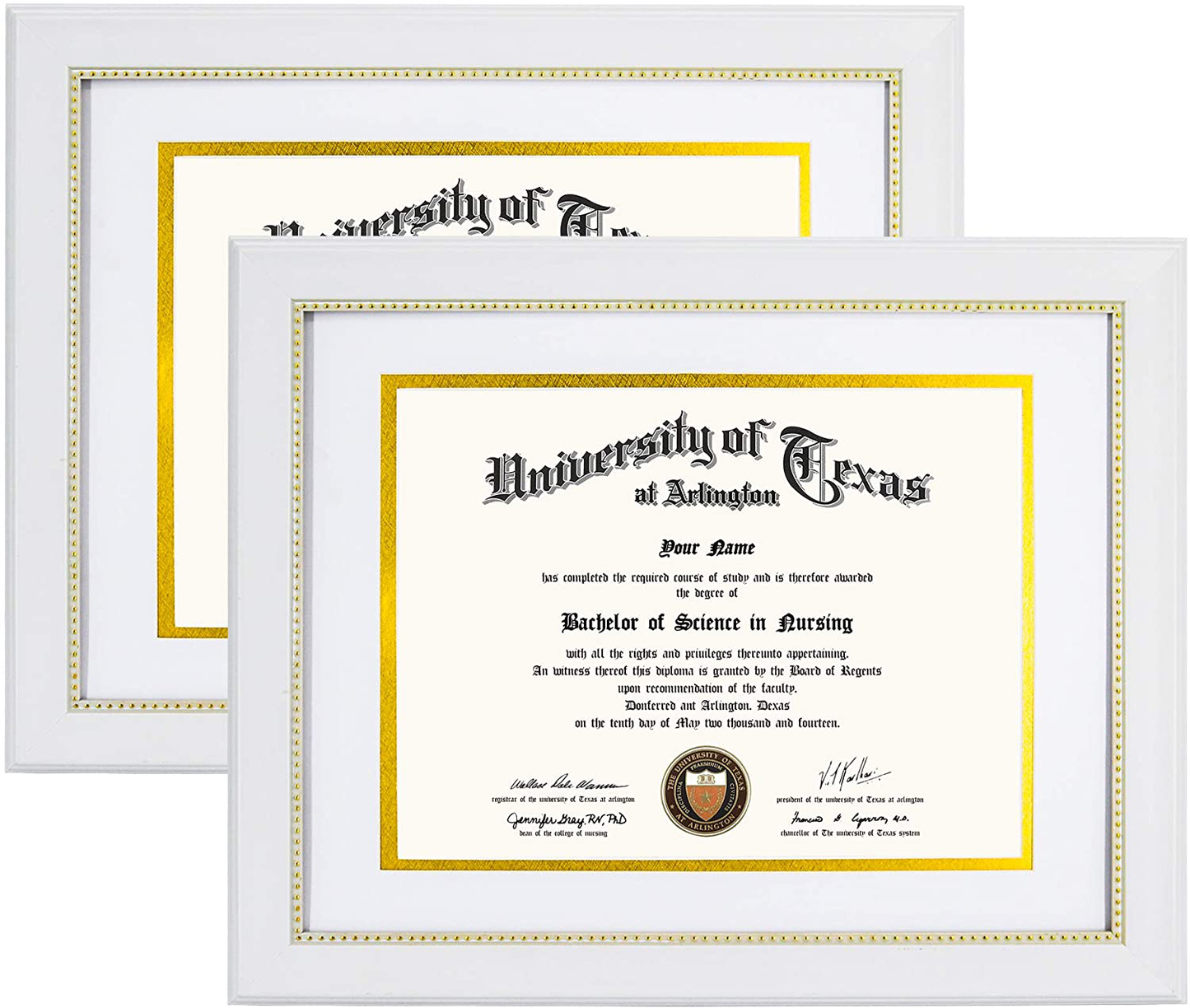GraduationMall 8.5x11 Certificate Diploma Frame,Solid Wood & UV Protection Acrylic,Cherry Finish with Gold Trim