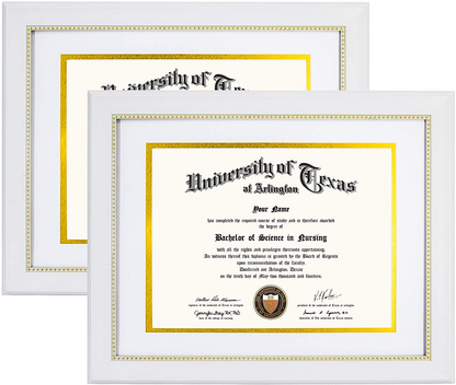 GraduationMall 8.5x11 Certificate Diploma Frame,Solid Wood & UV Protection Acrylic,Cherry Finish with Gold Trim