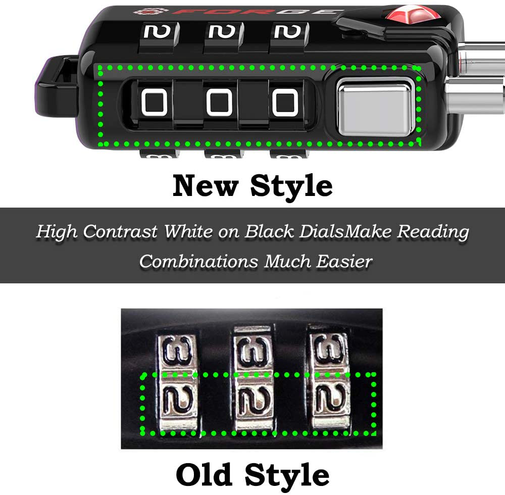 TSA Approved Cable Luggage Locks, Re-settable Combination with Alloy Body
