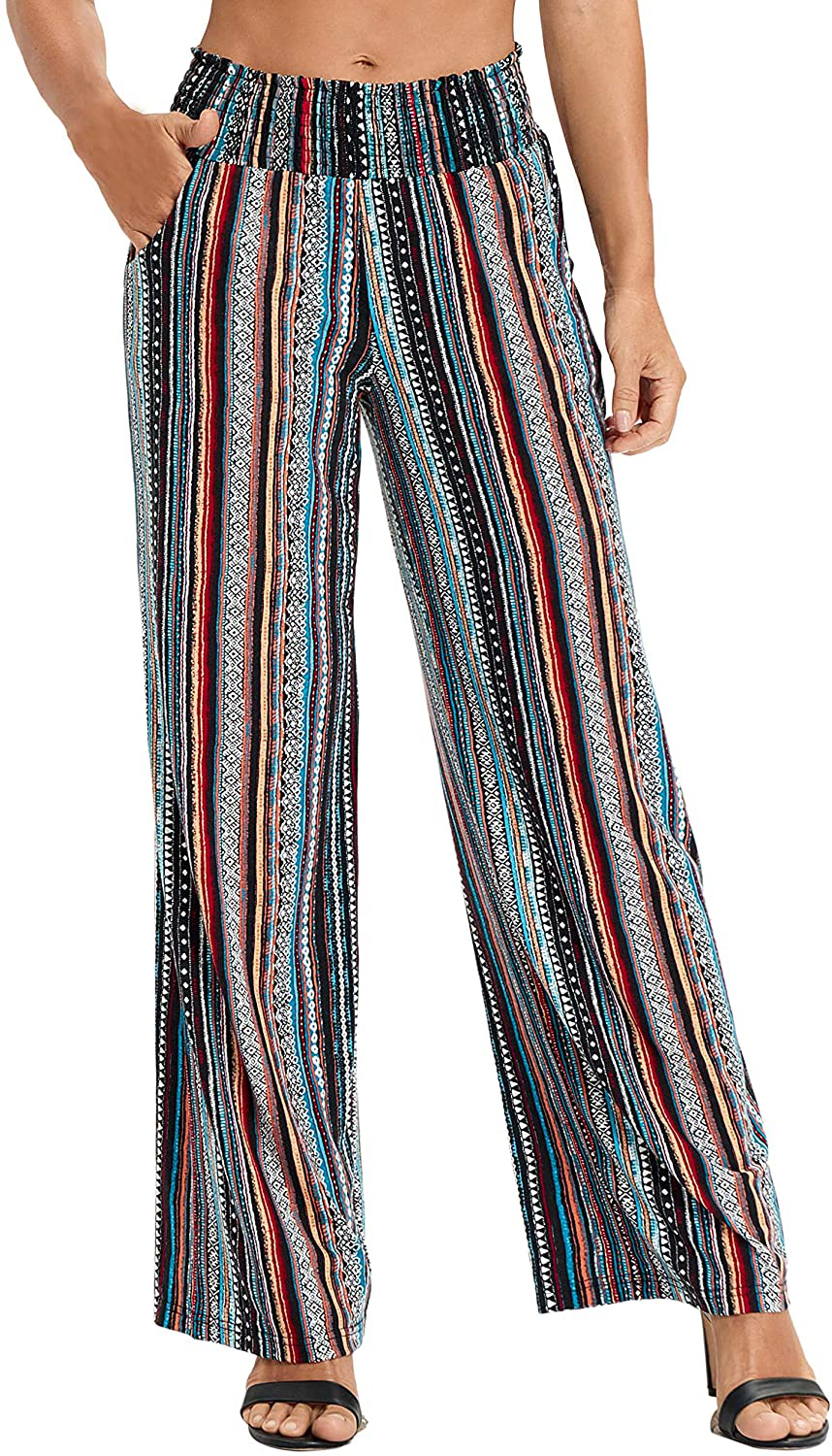 Urban CoCo Women's Boho Palazzo Pants Wide Leg Lounge Pants