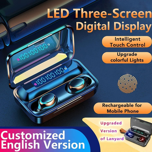 HiFi Stereo Wireless Earphones - Mini Ear Buds IPX7 Waterproof Led Display