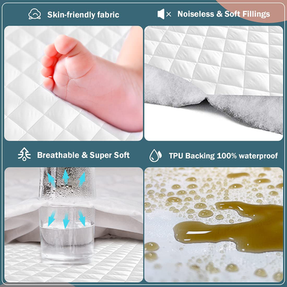 UNILIBRA 100% Waterproof Quilted Mattress Pad Queen Size, 6''-25'' Deep Pocket Fitted Mattress Protector Cover, Breathable, Hollow Cotton Alternative Filling Mattress Topper