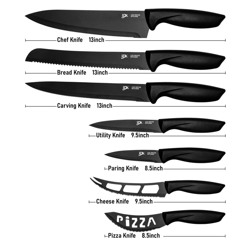 15-Piece Kitchen Knife Set - High Carbon Stainless Steel, Non-Stick Coating, Rust-Resistant, Ergonomic Handles