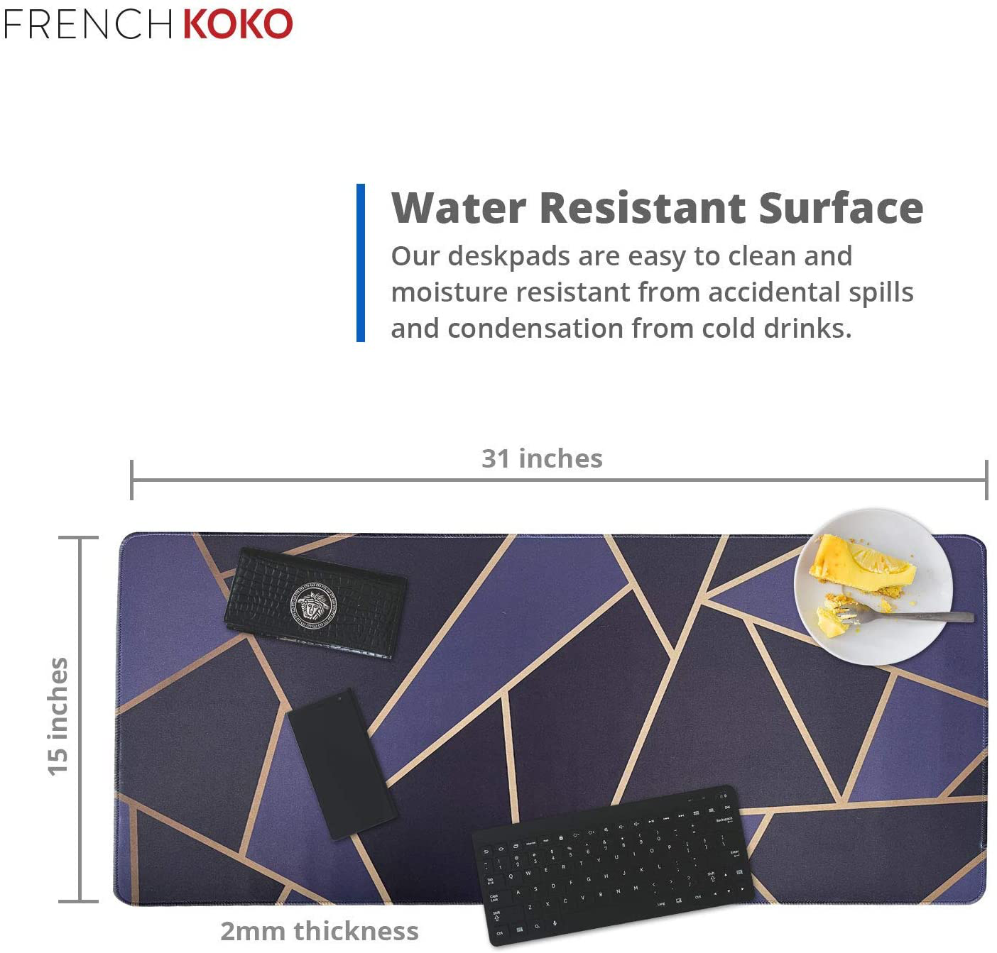 French Koko Large Mouse Pad, Desk Mat, Keyboard Pad, Desktop Home Office School Essentials College Cute Decor Big Extended Laptop Protector Computer Accessories Pretty Mousepad Women Girls XL