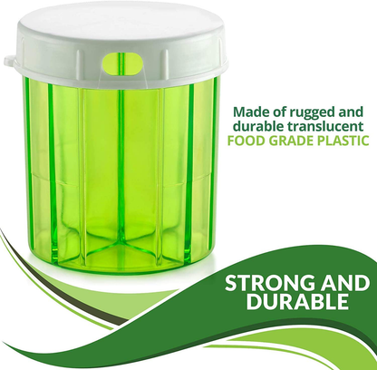 Pill Organizer Dispenser with 4 Compartments, Holder for Medication, Vitamins & Supplements Round Bottle Daily Pill Case Reminder Box