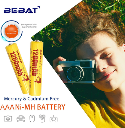 Rechargeable AAA Batteries 4 Pack 1200mAH 1.2V High Capacity AAA Rechargeable Battery Pack Household Baterias Recargables Triple A Batteries Rechargeable Cell NiMH Rechargable Batteries Variety Pack