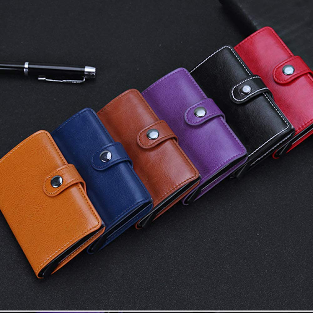 Credit Card Holder Slim Wallet Front Pocket Protector Pop up Design Aluminum Up to Hold 7 Cards （Carbon Fiber Black）