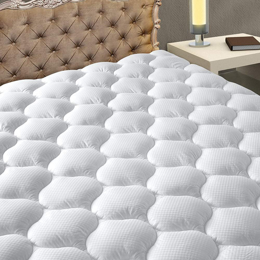 MATBEBY Bedding Quilted Fitted King Mattress Pad Cooling Breathable Fluffy Soft Mattress Pad Stretches up to 21 Inch Deep, King Size, White, Mattress Topper Mattress Protector
