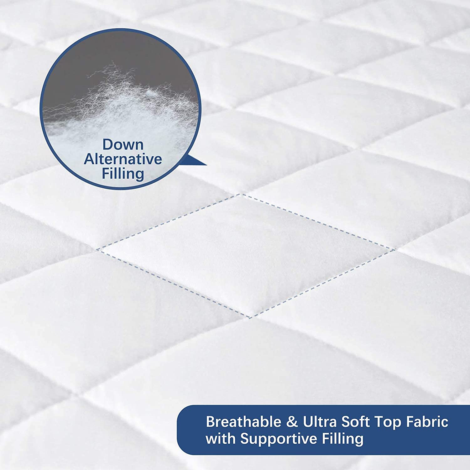 Twin XL Mattress Pad Waterproof Mattress Protector, Breathable Quilted Mattress Protector, Durable Mattress Cover Down Alternative Filling with Deep Pocket Stretches up to 14 Inch