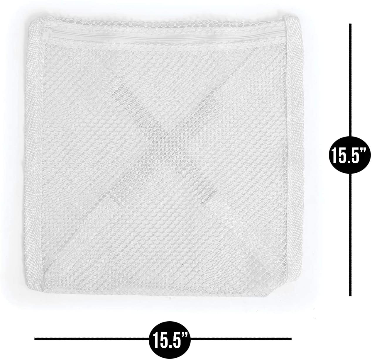 Smart Design Sneaker Dryer & Wash Bag w/ Elastic Straps - Durable Fabric - for Shoes, Clothing, & Laundry - Home Organization (15.5 x 15.5 Inch) [White]