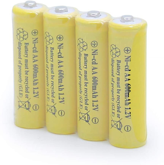 QBLPOWER Solar Light Rechargable Batteries Cell for Garden/Lawn/Sidewalk Lamp 1.2V AA Ni-CD 600mAh 2A(4 Pack AA Yellow)