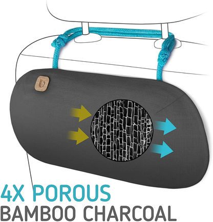 PURGGO Car Air Freshener - Lasts 365+ Days - No Chemicals - 100% Activated Bamboo Charcoal - Fragrance-Free Deodorizer, Natural Auto Odor Eliminator, Air Purifier, Neutralizer, Absorb Smoke Smell