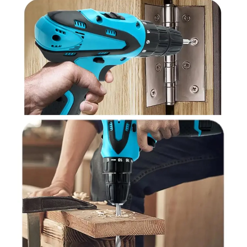 12V Cordless Drill Driver with 42 Accessories with 3/8" Keyless Chuck, 2 Speed, 18+1 Position, Built-In LED