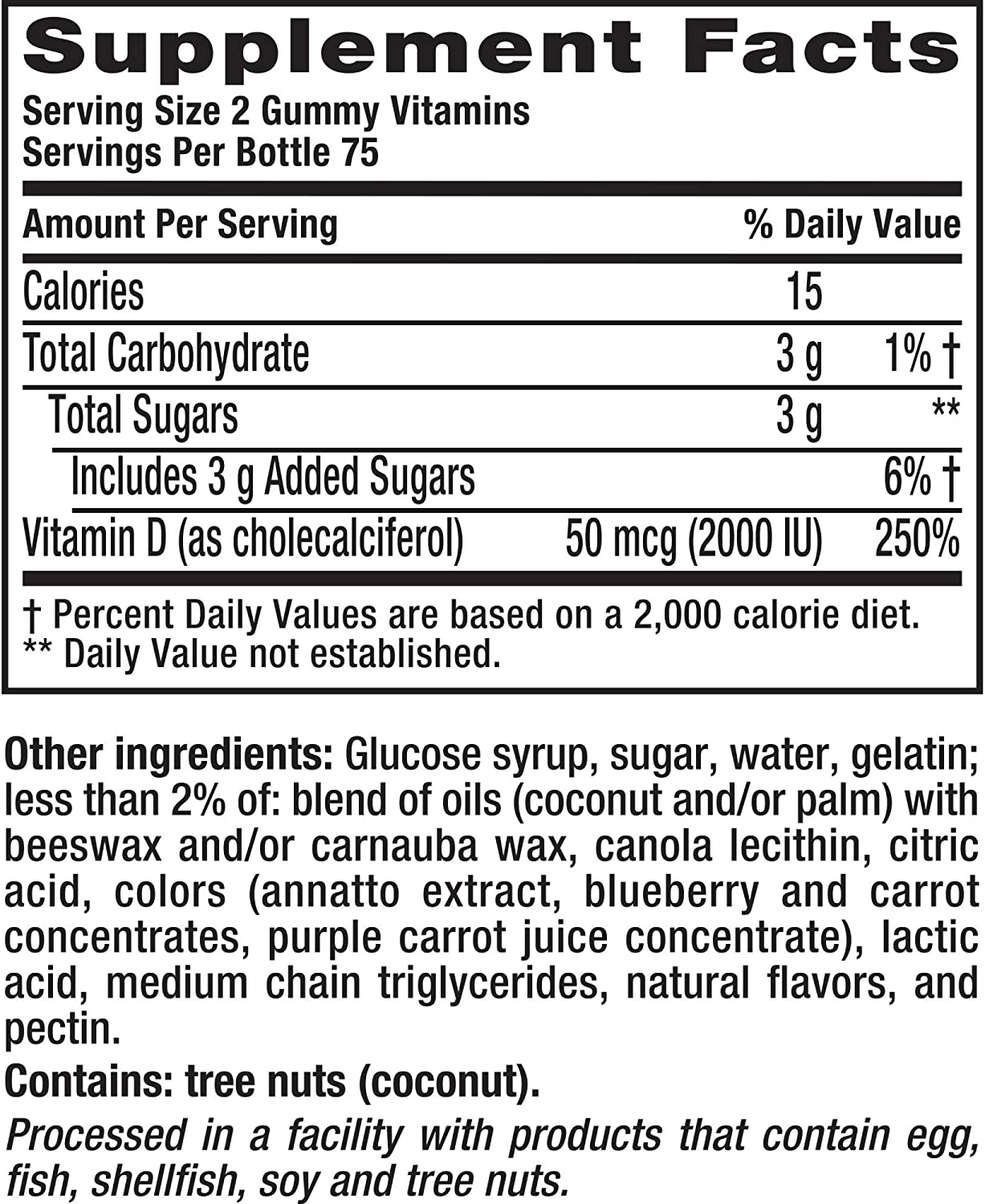 Vitafusion Vitamin D3, 50mg, Peach, Blackberry, Strawberry, 150 Count