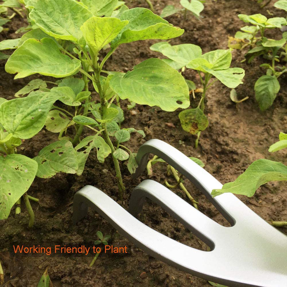 CFCT Garden Hand Cultivator, Min Hand Rake with Broad Sturdy Claw, Scratch Tool for Weeding, Aerating, Cultivating, Aluminum Light Weight, Bend Proof Ergonomic Design