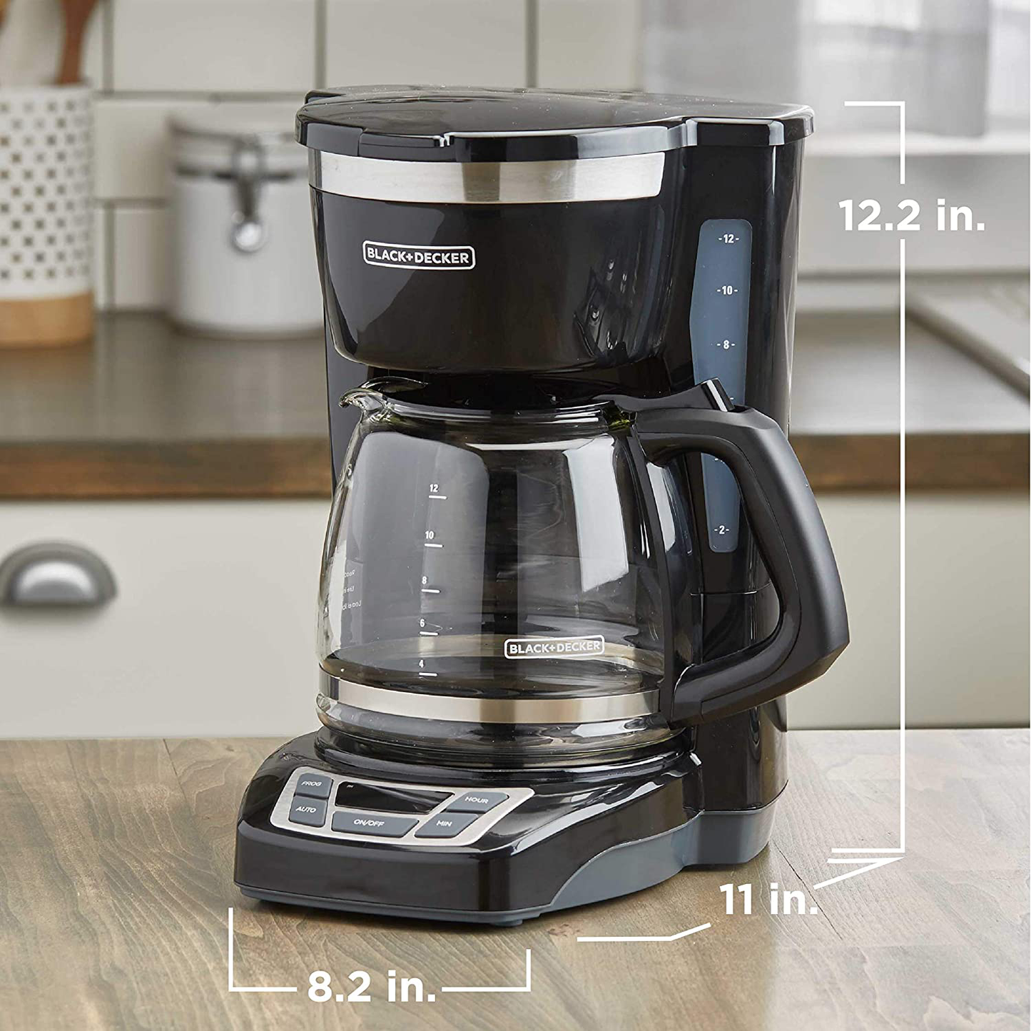 Black+Decker CM1160W-1 CM1160W 12-Cup Programmable Coffeemaker, White/Stainless Steel