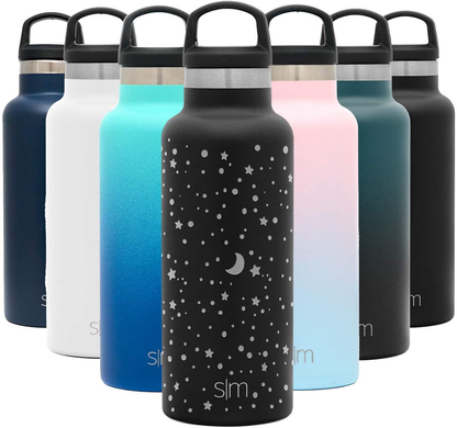 Simple Modern Insulated Water Bottle with Handle Lid Reusable Ascent Narrow Mouth Stainless Steel Thermos Flask, 20oz Handle Lid, Ombre: Sweet Taffy