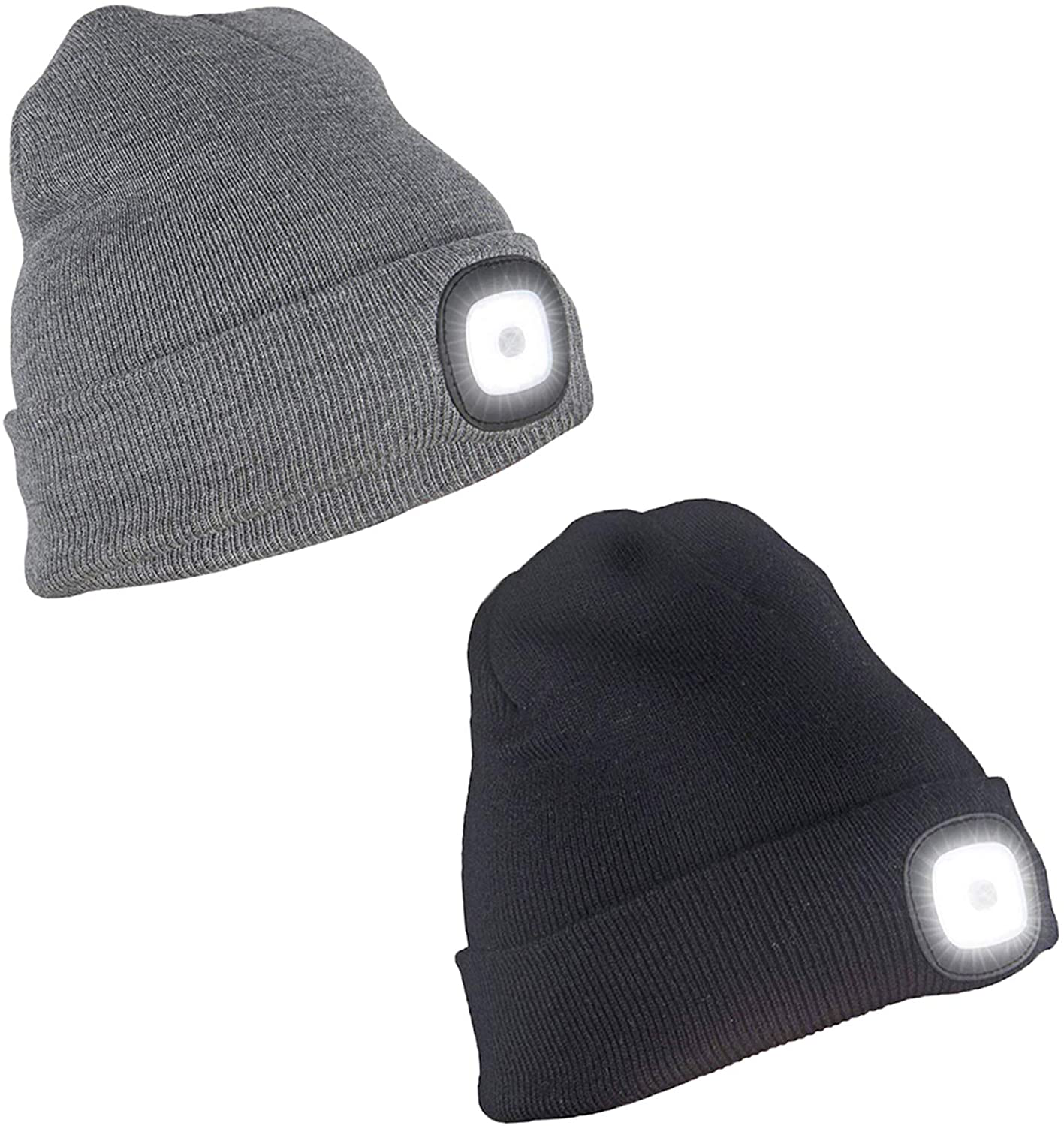 Knitted Unisex Beanie Hat with Light, USB Rechargeable LED Headlamp Flashlight Hat