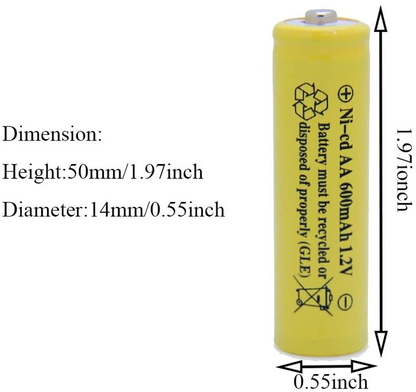 QBLPOWER Solar Light 1.2V AA Ni-CD 600mAh 2A Rechargable Batteries Cell for Garden/Lawn/Sidewalk Lamp (12 Pack AA Yellow)