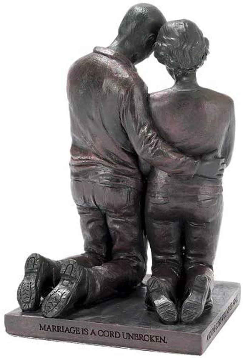 Dicksons Praying Husband and Wife 5 inch Grey Resin Stone Table Figurine