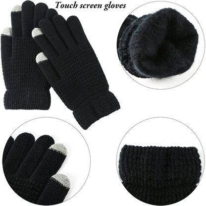 Aneco Winter Warm Knitted Scarf Beanie Hat and Gloves Set Men & Women's Soft Stretch Hat Scarf and Mitten Set